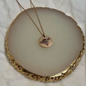 Dainty engraved‎ ROSE Pendant | Rose Gold Stainless Steel Necklace
